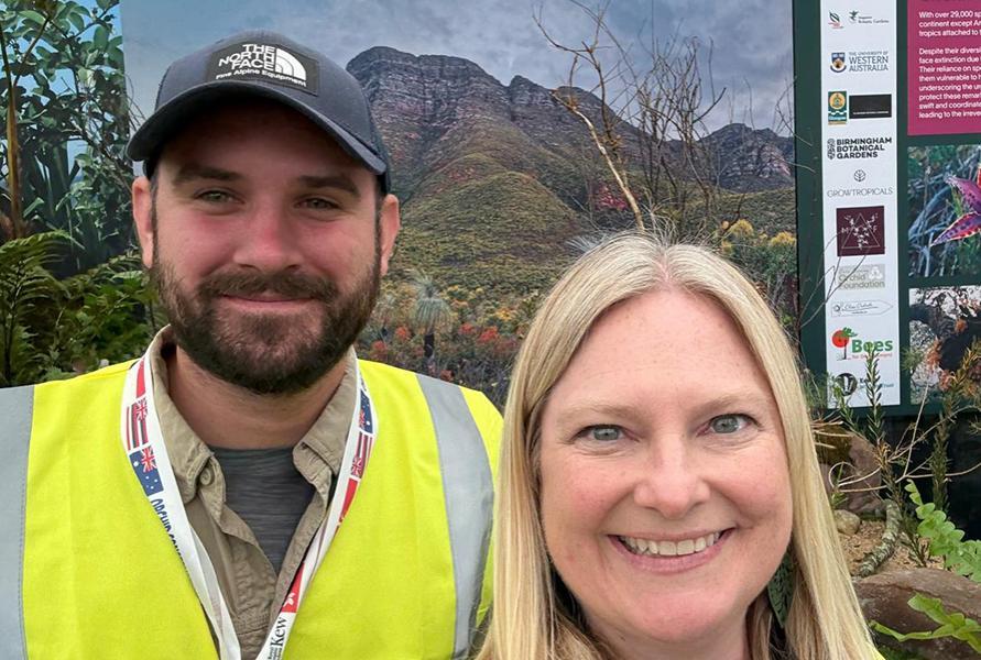 Adam Herdman and Dr. Carrie Adams at the Chelsea Flower Show in London, England. 2025