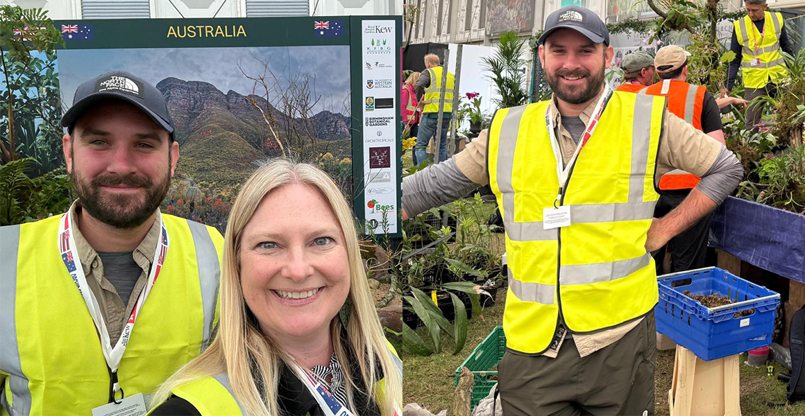 Adam Herdman and Dr. Carrie Adams at the Chelsea Flower Show in London, England. 2025