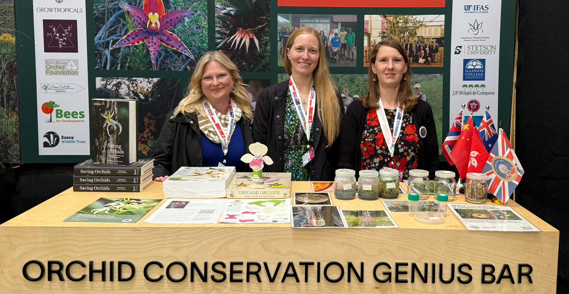 Dr. Carrie Adams, left, at the genius bar in the Chelsea Flower Show, 2025
