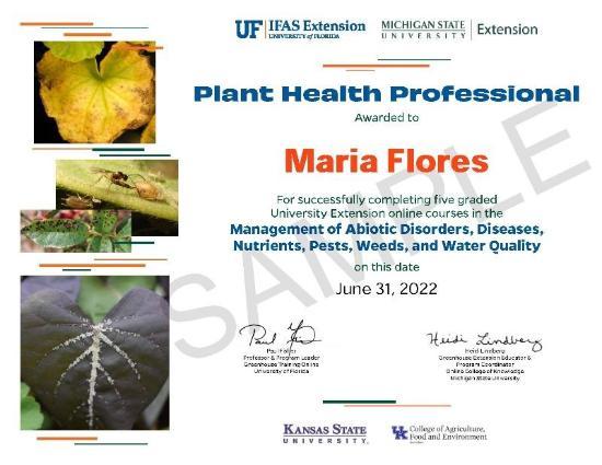 plant health professional certificate