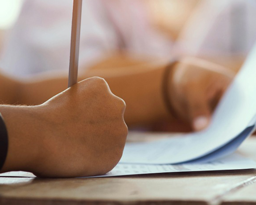 Student taking a test