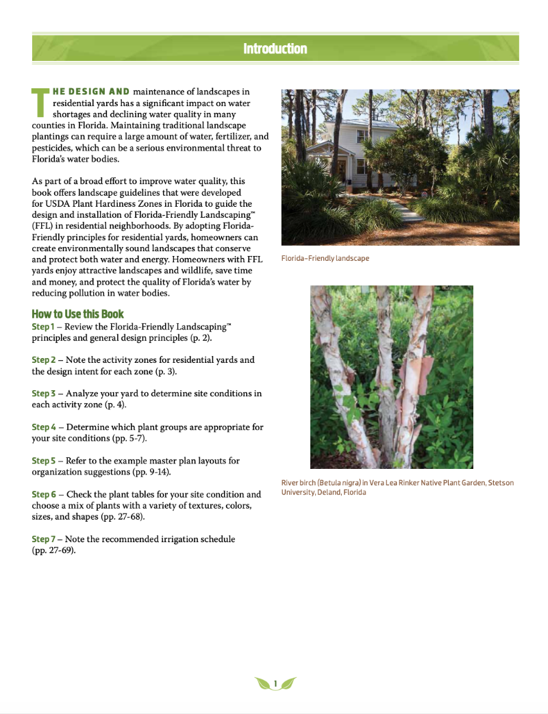 Florida-Friendly Landscaping Patern Book Page 1