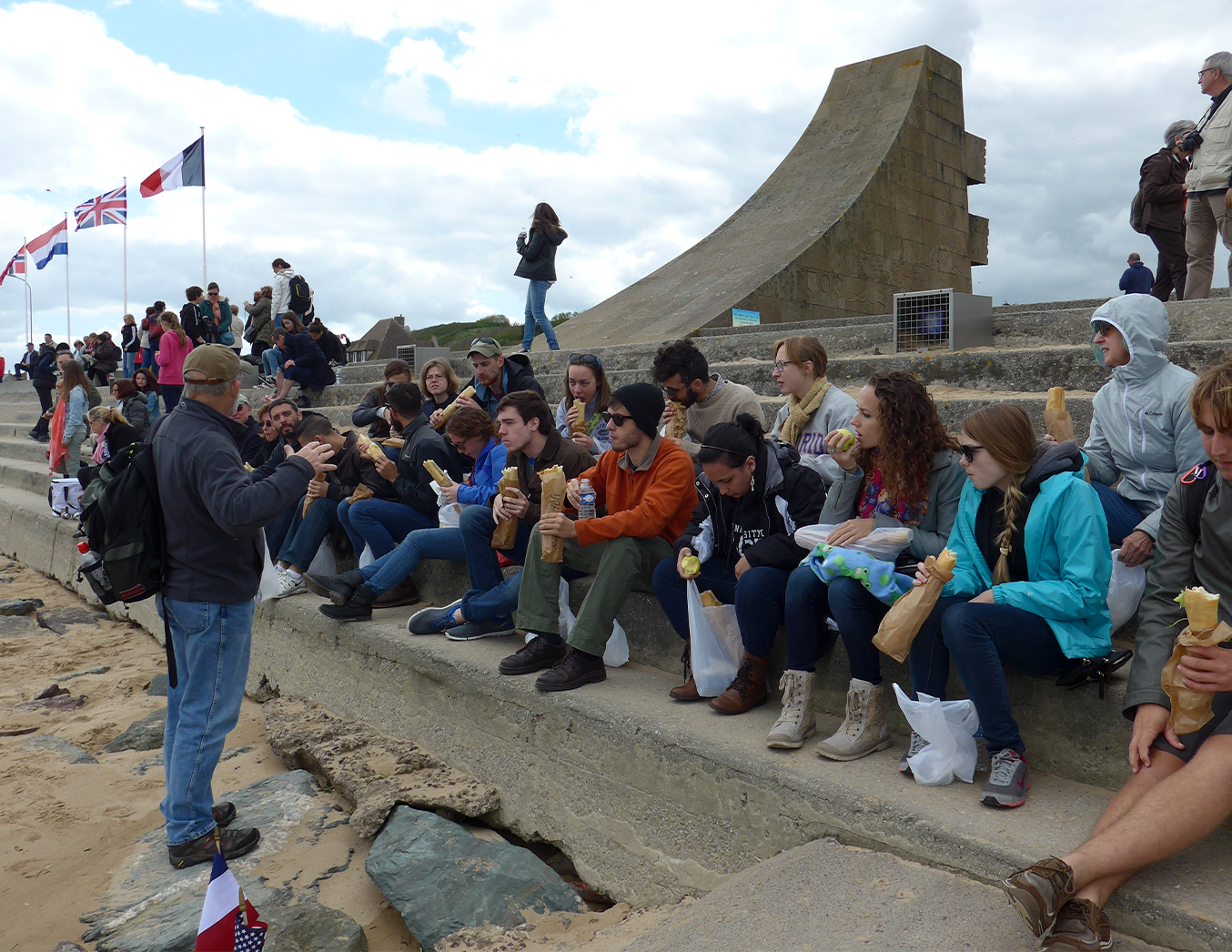 Paris France with students at the beaches of Normandy
