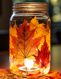 Fall Leaf Luminaries, Photo by The Bedford Tribune, Community District Library & Merriment Design